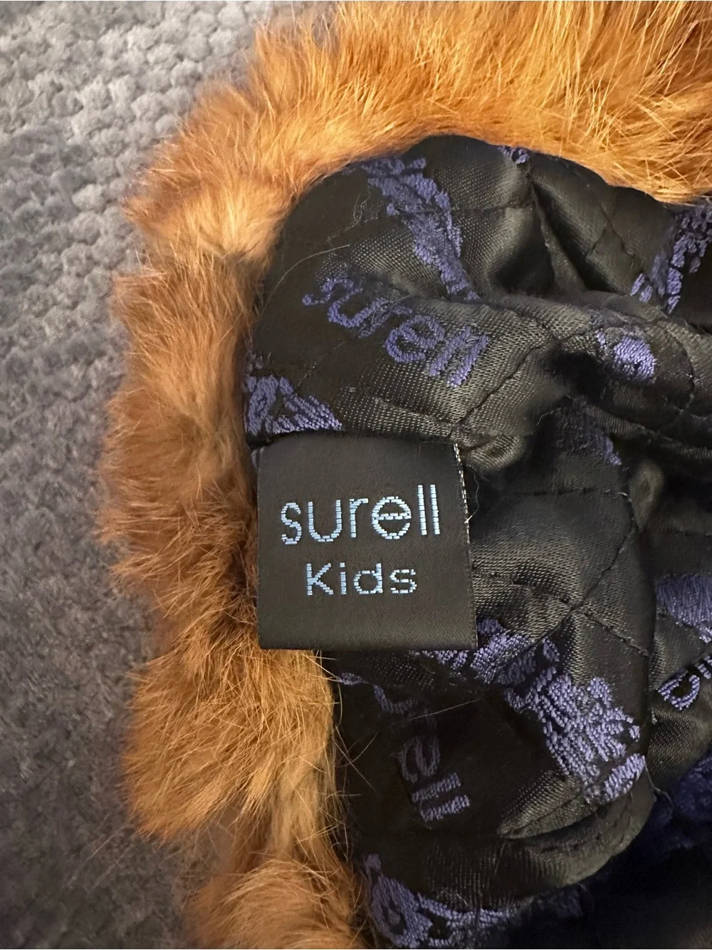 Surell Kids Quilted Rabbit Fur Trapper Hat One size - Army Heather